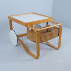 Alvar Aalto Alvar Aalto Tea Trolley Model 900 White Tiles Birch Rattan Artek 1960s - 4230844