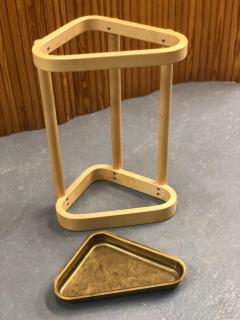 Alvar Aalto Alvar Aalto Triangular Umbrella Stand in Birch and Brass Artek 1970s - 4107797