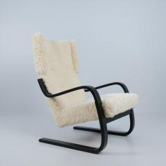 Alvar Aalto Early Alvar Aalto Armchair Model 401 in White Sheepskin Artek 1940s - 4239003