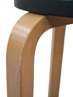 Alvar Aalto Iconic Alvar Aalto 3 legged Stool Model 60 Birch Black Pegamoid Artek 1950s - 3965329