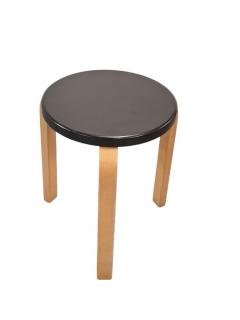 Alvar Aalto Iconic Alvar Aalto 3 legged Stool Model 60 Birch Black Pegamoid Artek 1950s - 3965336