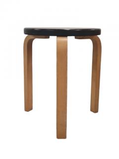 Alvar Aalto Iconic Alvar Aalto 3 legged Stool Model 60 Birch Black Pegamoid Artek 1950s - 3965337