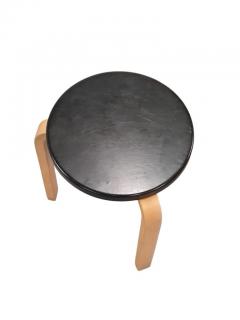 Alvar Aalto Iconic Alvar Aalto 3 legged Stool Model 60 Birch Black Pegamoid Artek 1950s - 3965338