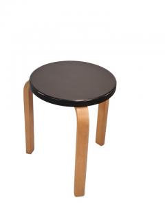 Alvar Aalto Iconic Alvar Aalto 3 legged Stool Model 60 Birch Black Pegamoid Artek 1950s - 3965343