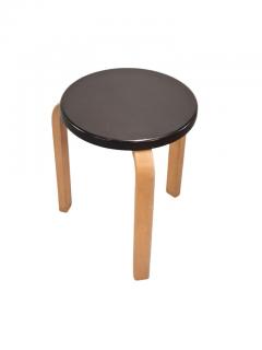 Alvar Aalto Iconic Alvar Aalto 3 legged Stool Model 60 Birch Black Pegamoid Artek 1950s - 3965346