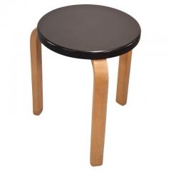 Alvar Aalto Iconic Alvar Aalto 3 legged Stool Model 60 Birch Black Pegamoid Artek 1950s - 3965351
