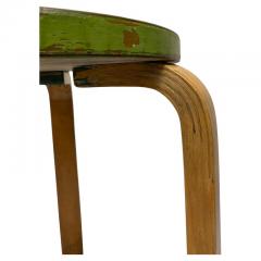 Alvar Aalto Iconic Alvar Aalto 3 legged Stool Model 60 Birch Green Paint Artek 1940s - 3944021