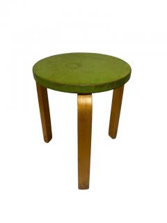 Alvar Aalto Iconic Alvar Aalto 3 legged Stool Model 60 Birch Green Paint Artek 1940s - 3944025