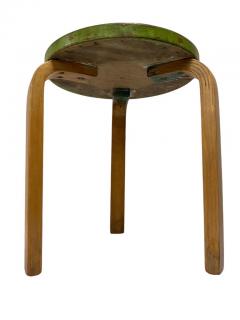 Alvar Aalto Iconic Alvar Aalto 3 legged Stool Model 60 Birch Green Paint Artek 1940s - 3944026