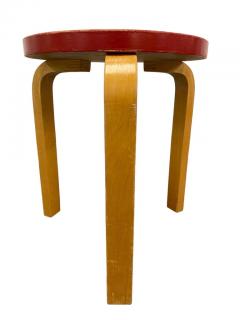 Alvar Aalto Iconic Alvar Aalto 3 legged Stool Model 60 Birch Red Paint Artek 1940s - 3962480