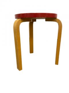 Alvar Aalto Iconic Alvar Aalto 3 legged Stool Model 60 Birch Red Paint Artek 1940s - 3962482