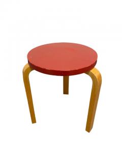 Alvar Aalto Iconic Alvar Aalto 3 legged Stool Model 60 Birch Red Paint Artek 1940s - 3962489