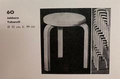 Alvar Aalto Pair of Alvar Aalto Stools Model no 60 Marimekko Unikko Textile Artek 1940s - 4345566