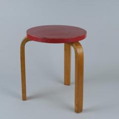 Alvar Aalto Rare Alvar Aalto 3 Legged Stool 60 In Birch and Red Artek 1940s - 4248871