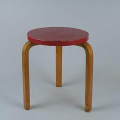 Alvar Aalto Rare Alvar Aalto 3 Legged Stool 60 In Birch and Red Artek 1940s - 4248872