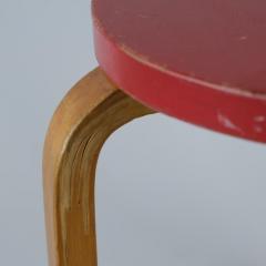 Alvar Aalto Rare Alvar Aalto 3 Legged Stool 60 In Birch and Red Artek 1940s - 4248878