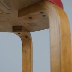 Alvar Aalto Rare Alvar Aalto 3 Legged Stool 60 In Birch and Red Artek 1940s - 4248880