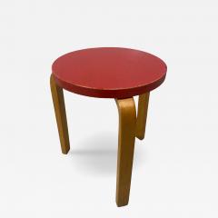 Alvar Aalto Rare Alvar Aalto 3 Legged Stool 60 In Birch and Red Artek 1940s - 4250864