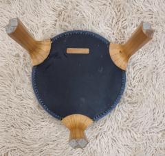 Alvar Aalto Rare Alvar Aalto Stool X600 for Artek in Original Blue Leather and Birch 1950s - 4001002