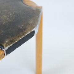 Alvar Aalto Rare Alvar Aalto Stool X602 with Fan Leg and Black Leather Artek 1950s - 4248787