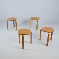 Alvar Aalto Set of 4 Alvar Aalto Stackable 3 Legged Stools Model 60 in Brich Artek 1930s - 4345504