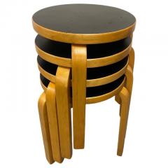 Alvar Aalto Set of 4 Alvar Aalto Stools Model no 60 Black Laminate Artek 1930s - 3944115