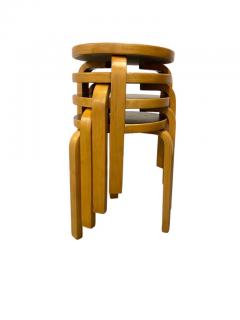 Alvar Aalto Set of 4 Alvar Aalto Stools Model no 60 Black Laminate Artek 1930s - 3944117