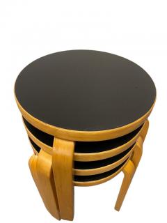Alvar Aalto Set of 4 Alvar Aalto Stools Model no 60 Black Laminate Artek 1930s - 3944122
