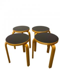 Alvar Aalto Set of 4 Alvar Aalto Stools Model no 60 Black Laminate Artek 1930s - 3944123