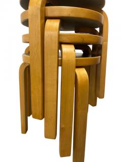 Alvar Aalto Set of 4 Alvar Aalto Stools Model no 60 Black Laminate Artek 1930s - 3944125