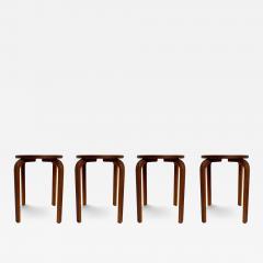 Alvar Aalto Set of 4 Mid Century Danish Modern Teak Stacking Stools after Alvar Aalto - 3912192