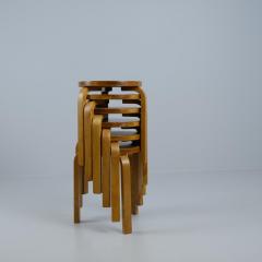 Alvar Aalto Set of 6 Alvar Aalto 3 Legged Stackable Stools Model 60 Artek 1960s - 4230871