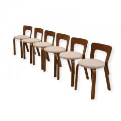 Alvar Aalto Set of Six Alvar Aalto Model 65 Chairs in Birch and Beige Fabric Artek 1950s - 4173941