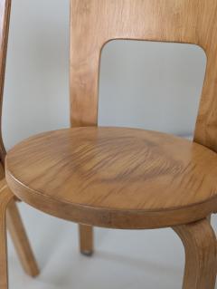 Alvar Aalto Set of Six Alvar Aalto Model 66 Chairs in Birch Artek 1950s - 4789592
