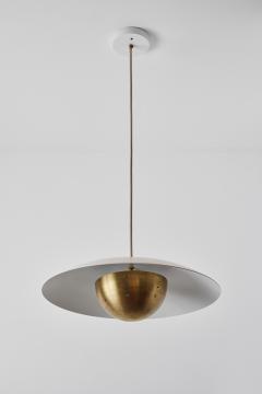 Alvaro Benitez Gabi Perforated Brass Dome White Painted Metal Pendant by Alvaro Benitez - 2520823