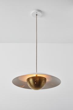 Alvaro Benitez Gabi Perforated Brass Dome White Painted Metal Pendant by Alvaro Benitez - 2520824