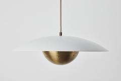 Alvaro Benitez Gabi Perforated Brass Dome White Painted Metal Pendant by Alvaro Benitez - 2520830