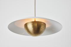 Alvaro Benitez Gabi Perforated Brass Dome White Painted Metal Pendant by Alvaro Benitez - 2520831