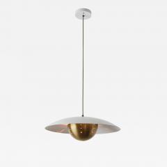 Alvaro Benitez Gabi Perforated Brass Dome White Painted Metal Pendant by Alvaro Benitez - 2522387