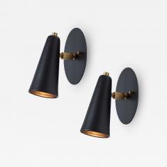 Alvaro Benitez Pair of Lupita Sconces in Black Brass by Alvaro Benitez - 2931768