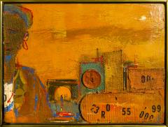 Alvin Carl Hollingsworth Africa Collage Painting in Orange African American Artist - 2934941