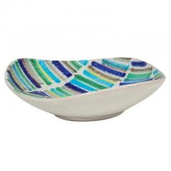 Alvino Bagni Alvino Bagni Ashtray Ceramic Stripes Blue Green and White Signed - 2765641