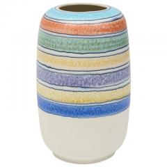 Alvino Bagni Alvino Bagni Vase for Raymor Ceramic Stripes Blue Yellow White Signed - 2833680