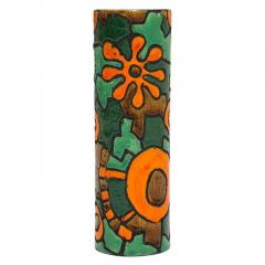 Alvino Bagni Alvino Bagni for Raymor Vase Ceramic Orange Green Brown Signed - 3029293