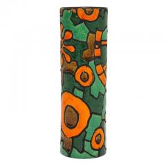 Alvino Bagni Alvino Bagni for Raymor Vase Ceramic Orange Green Brown Signed - 3029294