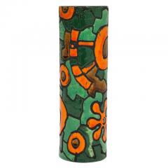 Alvino Bagni Alvino Bagni for Raymor Vase Ceramic Orange Green Brown Signed - 3029295