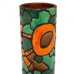 Alvino Bagni Alvino Bagni for Raymor Vase Ceramic Orange Green Brown Signed - 3029298