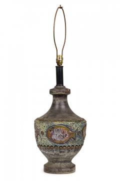 Alvino Bagni Pair of Alvino Bagni for Bitossi Italian Ceramic Fish Striped Table Lamps - 4162744