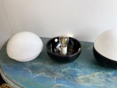 Alvino Bagni Pair of Ceramic and Opaline Glass Ball Lamps by Alvino Bagni Italy 1970s - 2710647