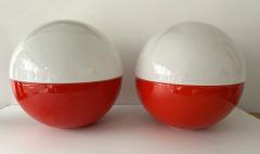 Alvino Bagni Pair of Ceramic and Opaline Glass Ball Lamps by Alvino Bagni Italy 1970s - 3867485